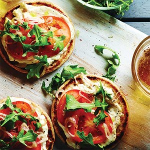 Creamy Asiago Mini Naan Pizzas