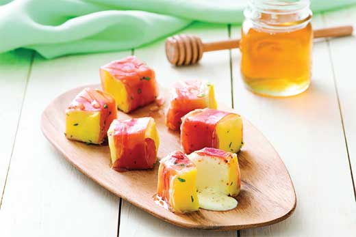 Mango, Mozzarella and Serrano Ham Bites